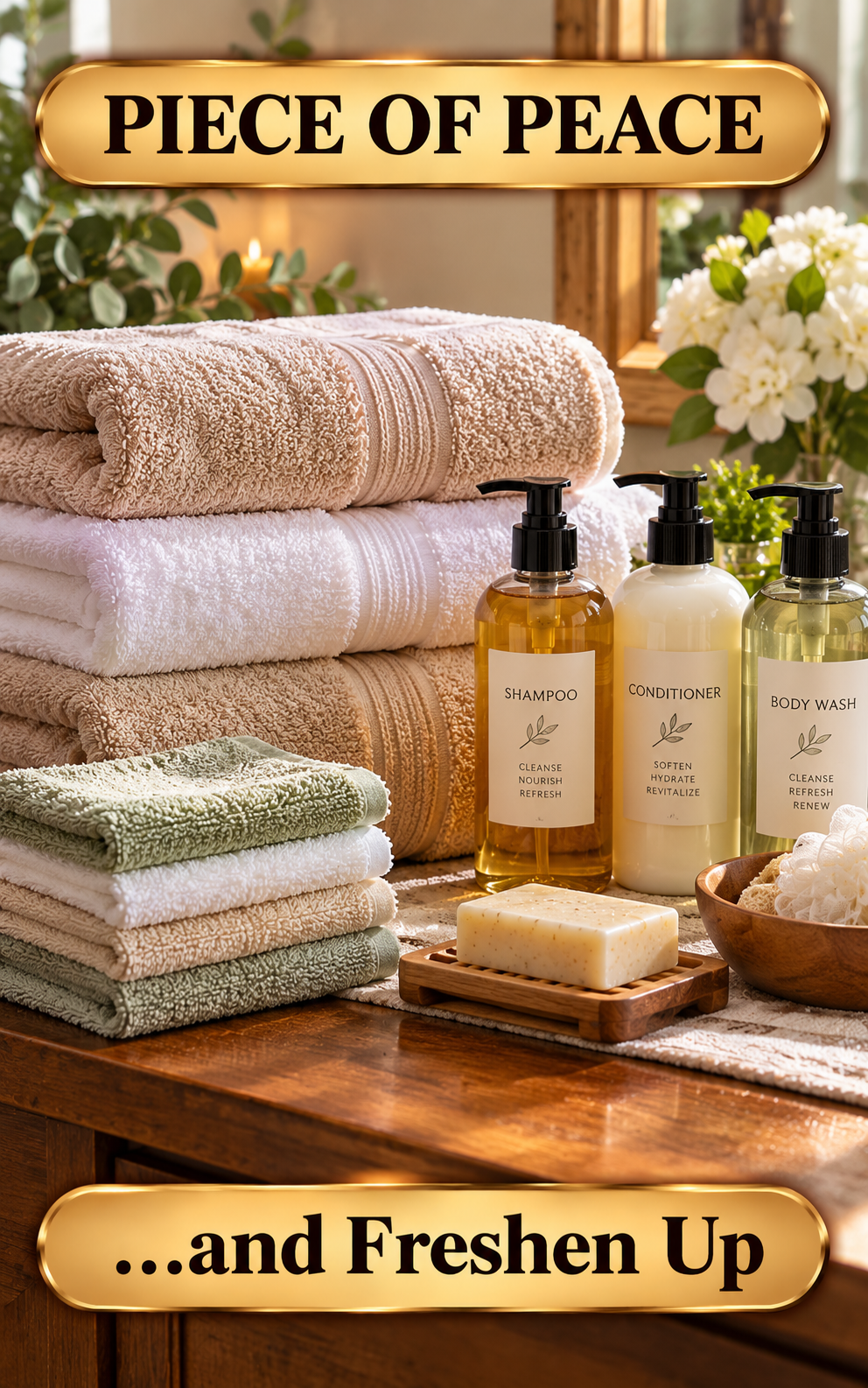 Fresh towels and personal care supplies for guests